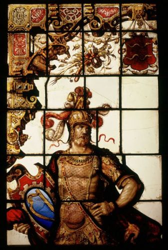 Emden Ostfriesisches Landesmuseum - Detail Rathausfenster 1576 - David- nach der Restaurierung