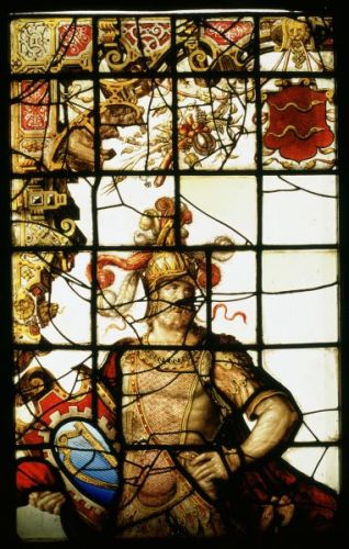 Emden Ostfriesisches Landesmuseum - Rathausfenster 1576 - David- vor der Restaurierung